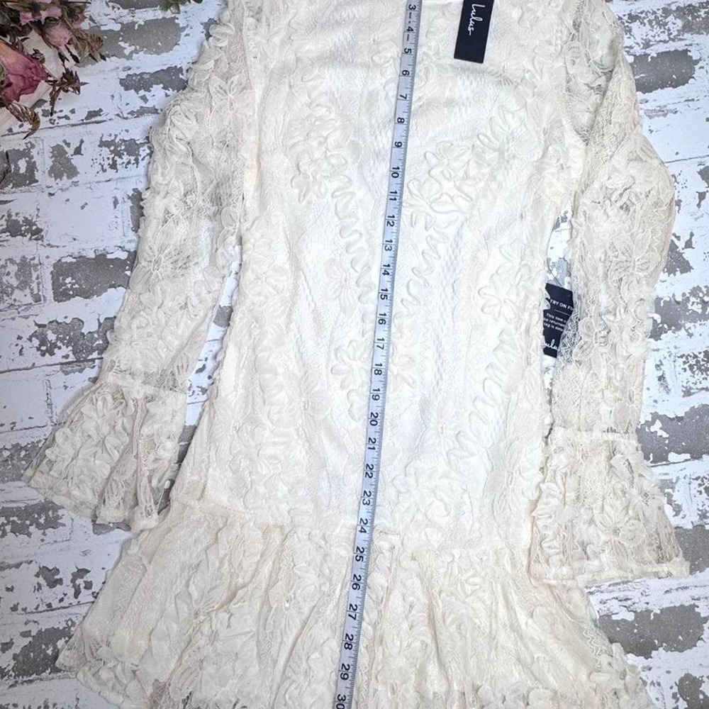 Lulus White Lace Mini Dress with Floral Embroidery Cream lace dress - Picture 5 of 7